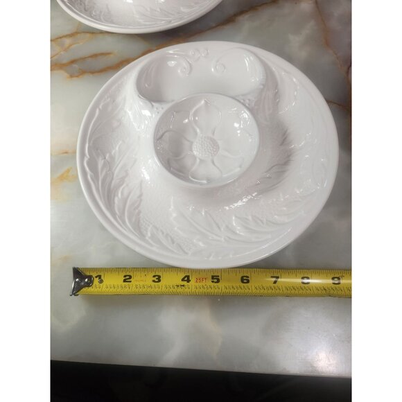 Vintage White Porcelain Artichoke Dishes With Floral Design Set of 2 - Picture 6 of 7